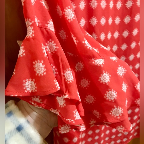 Liz Claiborne 2X Orange/White Blouse - Picture 2 of 7